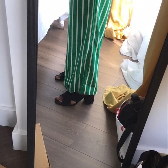 Green pants with white stripes from Mango. - Picture 4 of 4